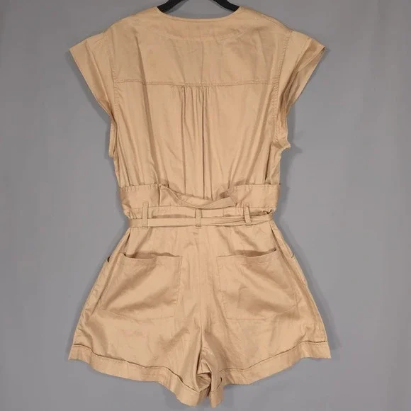 MARISSA WEBB Dixon Paper Bag‎ Sateen Romper Latte Size 10 Cotton